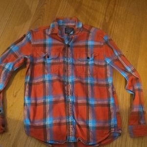 Red and Blue Plaid Button-Up Shirt